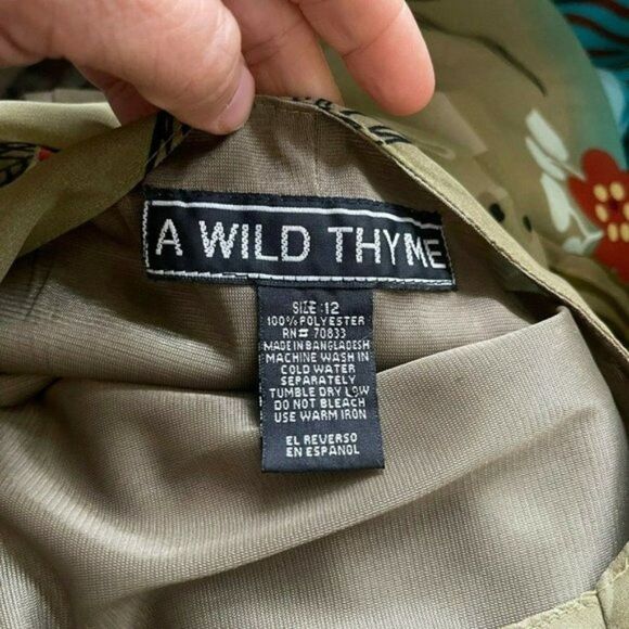 A Wild Thyme Boho Floral Maxi Dress Brown Turquoise Green Size 13 - Picture 6 of 6